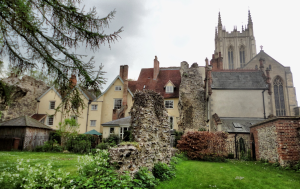 Remaining West End of the Abbey church and St. Edmundsbury Cathedral