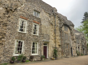 16th - 18th century houses built into the West front of the old abbey church