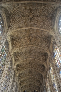 The soaring vaulted ceiling of King's Chapel